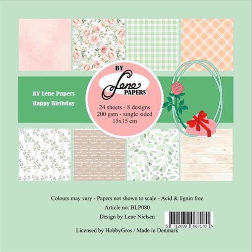 By Lene Happy birthday 24 ark 15x15cm 200g